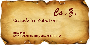 Csipán Zebulon névjegykártya